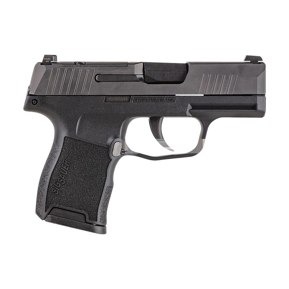 sig sauer 365380bss p365 micro compact 380 acp 10+1 3.10" black carbon steel barrel, black nitron optic ready/serrated slide & frame w/sig rail, black polymer grips, right hand Sig Sauer 365380BSS P365 Micro-Compact 380 ACP 10+1 3.10" Black Carbon Steel Sports South item 144259