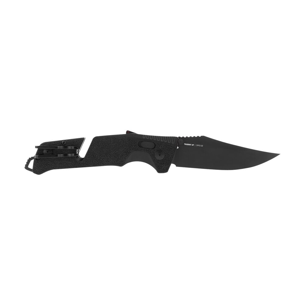 s.o.g sog11120541 trident at 3.70" folding clip point plain black tini cryo d2 steel blade/blackout grn handle features line cutter/glass breaker S.O.G SOG11120541 Trident AT 3.70" Folding Clip Point Plain Black TiNi Cryo D2 Steel Sports South item 144908