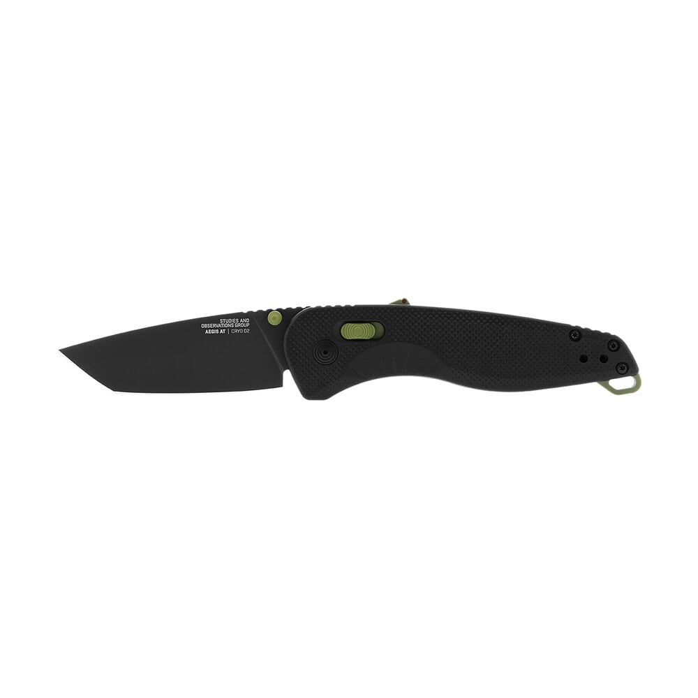 s.o.g sog11410941 aegis at 3.13" folding drop point plain black tini cryo d2 steel blade/black w/moss accents grn handle S.O.G SOG11410941 Aegis AT 3.13" Folding Drop Point Plain Black TiNi Cryo D2 Steel Blade/Black Sports South item 144918