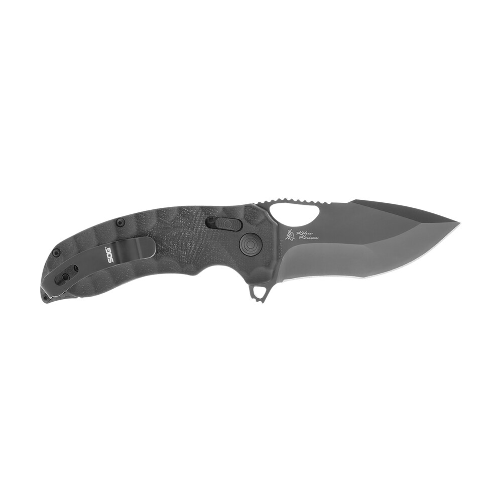 s.o.g sog12270457 kiku xr lte 3.02" folding tanto plain cryo cts xhp blade deep textured black linen micarta handle includes belt clip S.O.G SOG12270457 Kiku XR LTE 3.02" Folding Tanto Plain Cryo CTS XHP Blade Deep Textured Black Sports South item 144926