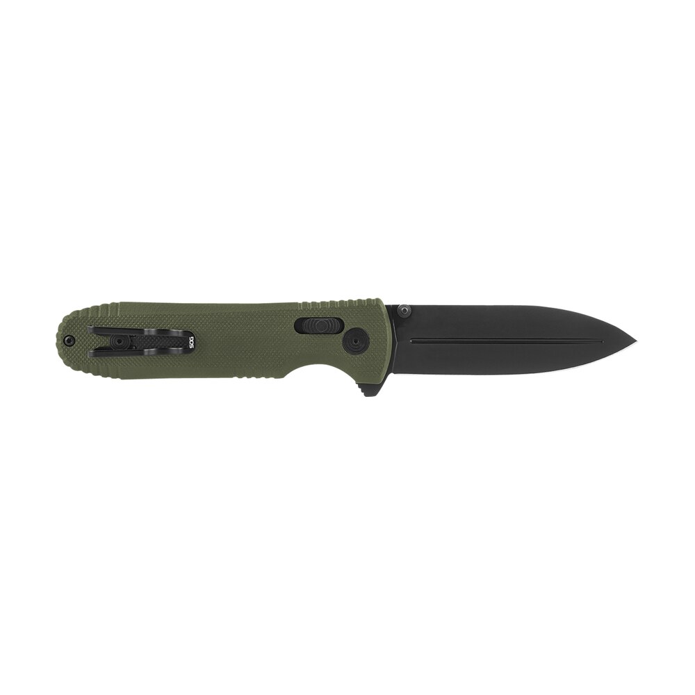 s.o.g sog12610257 pentagon xr 3.60" folding spear point plain black tini cryo cts xhp blade/od green g10 handle includes pocket clip S.O.G SOG12610257 Pentagon XR 3.60" Folding Spear Point Plain Black TiNi Cryo CTS XHP Blade/OD Sports South item 144935