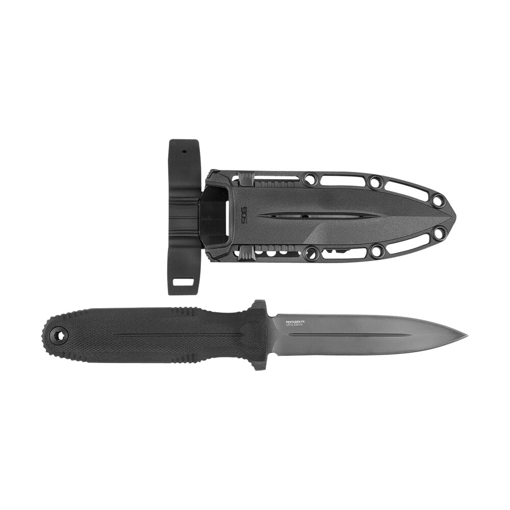 s.o.g sog17610157 pentagon fx 4.77" fixed spear point plain black titanium nitride cryo cpm s35vn blade/g10 blackout handle S.O.G SOG17610157 Pentagon FX 4.77" Fixed Spear Point Plain Black Titanium Nitride Cryo CPM Sports South item 144974
