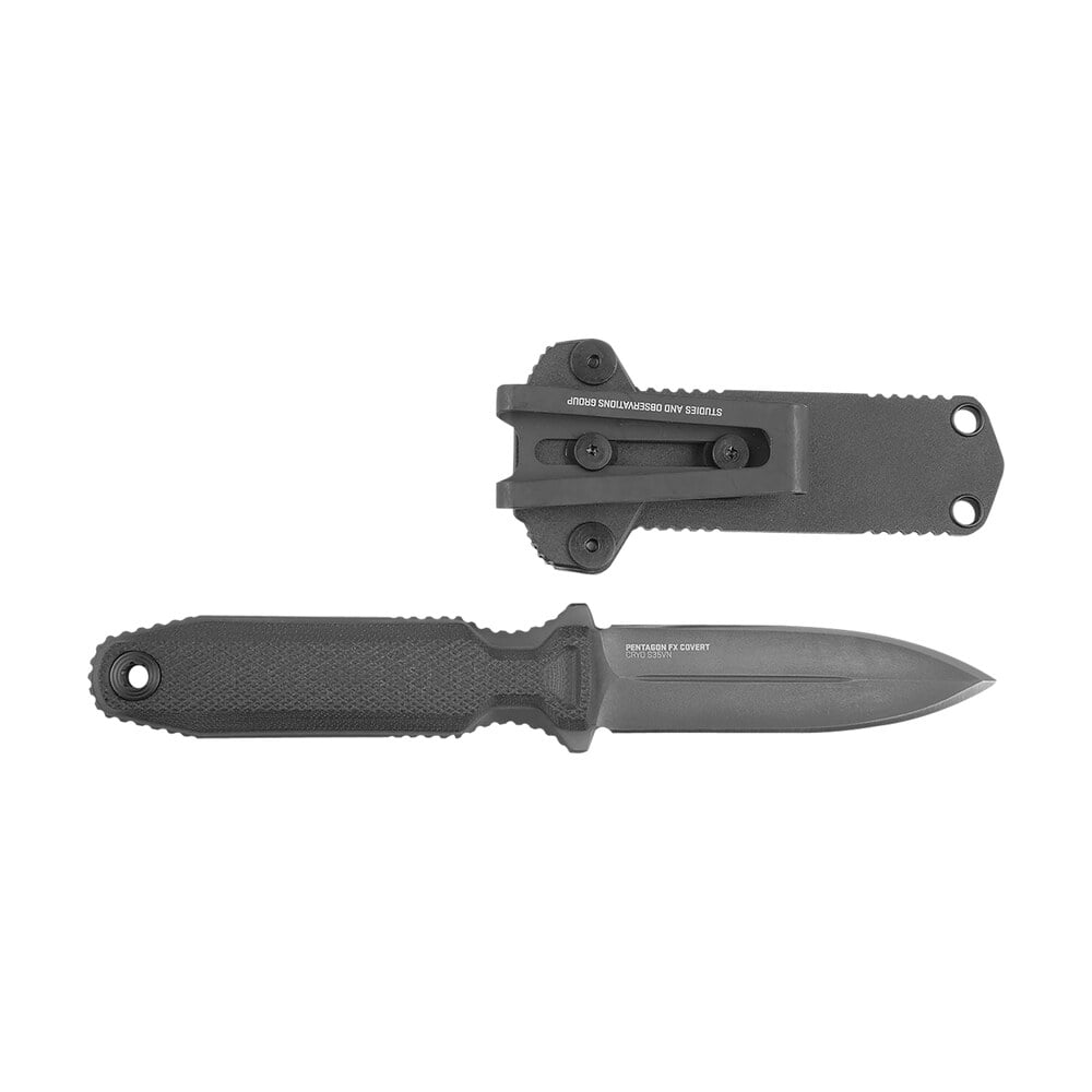 s.o.g sog17610357 pentagon fx covert 3.41" fixed spear point plain black titanium nitride cryo cpm s35vn blade/g10 blackout handle S.O.G SOG17610357 Pentagon FX Covert 3.41" Fixed Spear Point Plain Black Titanium Nitride Cryo Sports South item 144976
