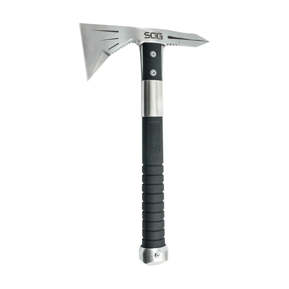s.o.g sogf182ncp voodoo hawk mini 2.75" blade 3cr13mov ss blade black side hammer checkering w/"sog" grn handle 12.50" long tomahawk S.O.G SOGF182NCP Voodoo Hawk Mini 2.75" Blade 3Cr13MoV SS Blade Black Side Hammer Checkering Sports South item 145014