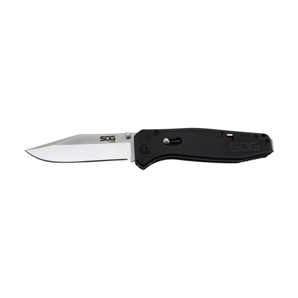 s.o.g sogfla1001cp flare 3.50" folding plain clip point satin polished/black grn handle S.O.G SOGFLA1001CP Flare 3.50" Folding Plain Clip Point Satin Polished/Black GRN Handle Sports South item 145022