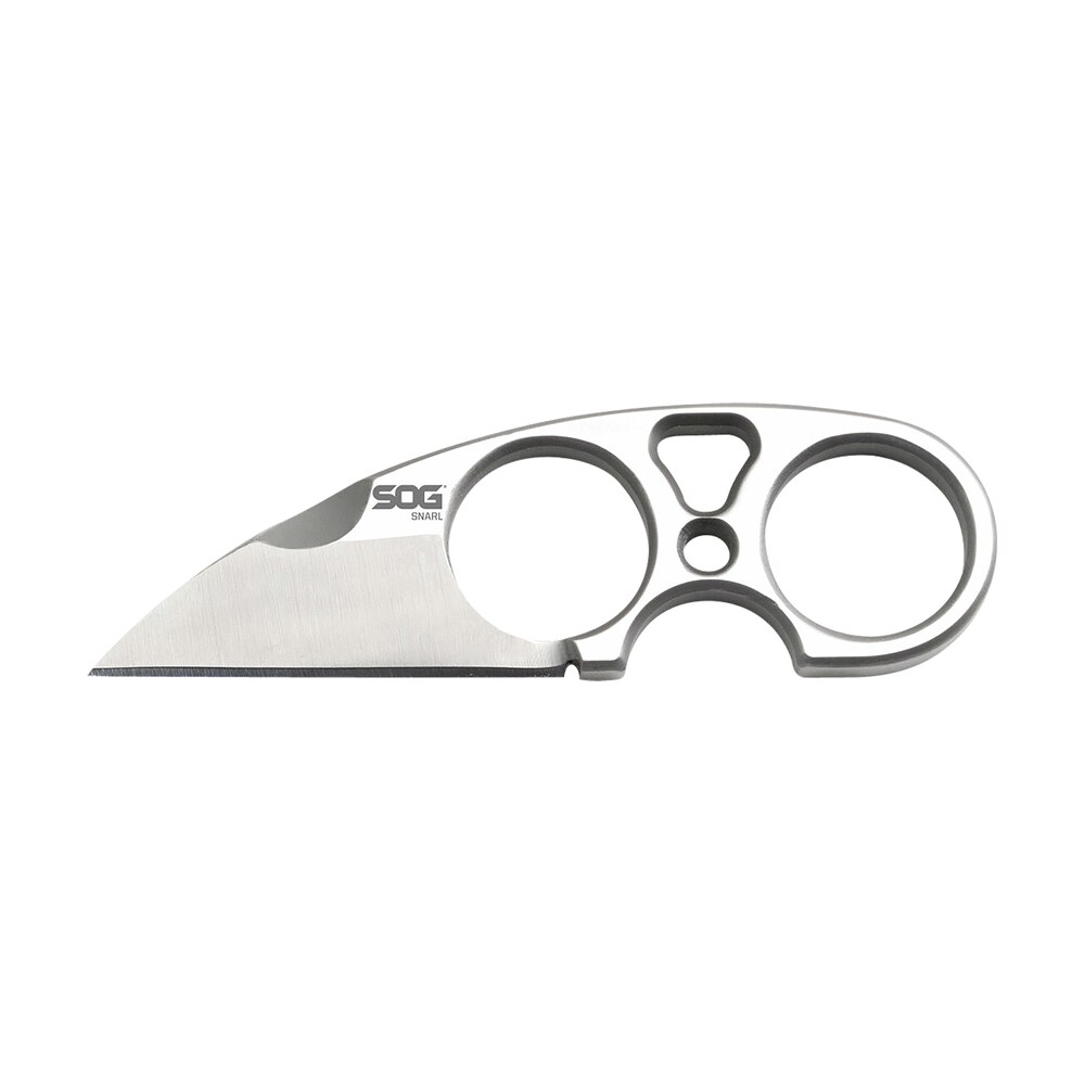 s.o.g sog jb01k cp snarl 2.30" fixed plain sheepsfoot satin 9cr18mov ss blade/ silver stainless steel handle S.O.G SOG-JB01K-CP Snarl 2.30" Fixed Plain Sheepsfoot Satin 9Cr18MoV SS Blade/ Silver Stainless Sports South item 145026