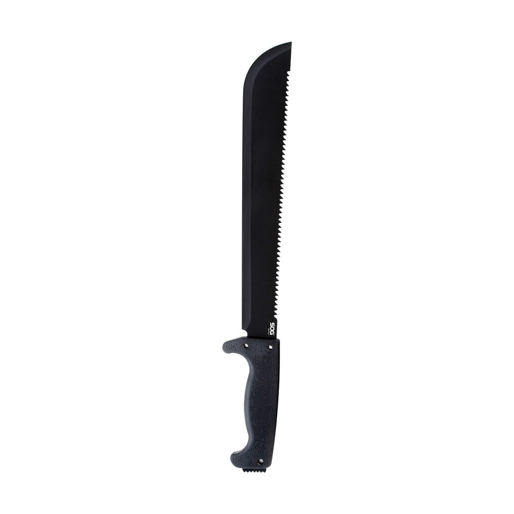 s.o.g sog mc01 n sogfari 13" black powder coated 3cr13mov ss blade black kraton handle 19" long includes sheath S.O.G SOG-MC01-N SOGfari 13" Black Powder Coated 3Cr13MoV SS Blade Black Kraton Handle 19" Long Sports South item 145032