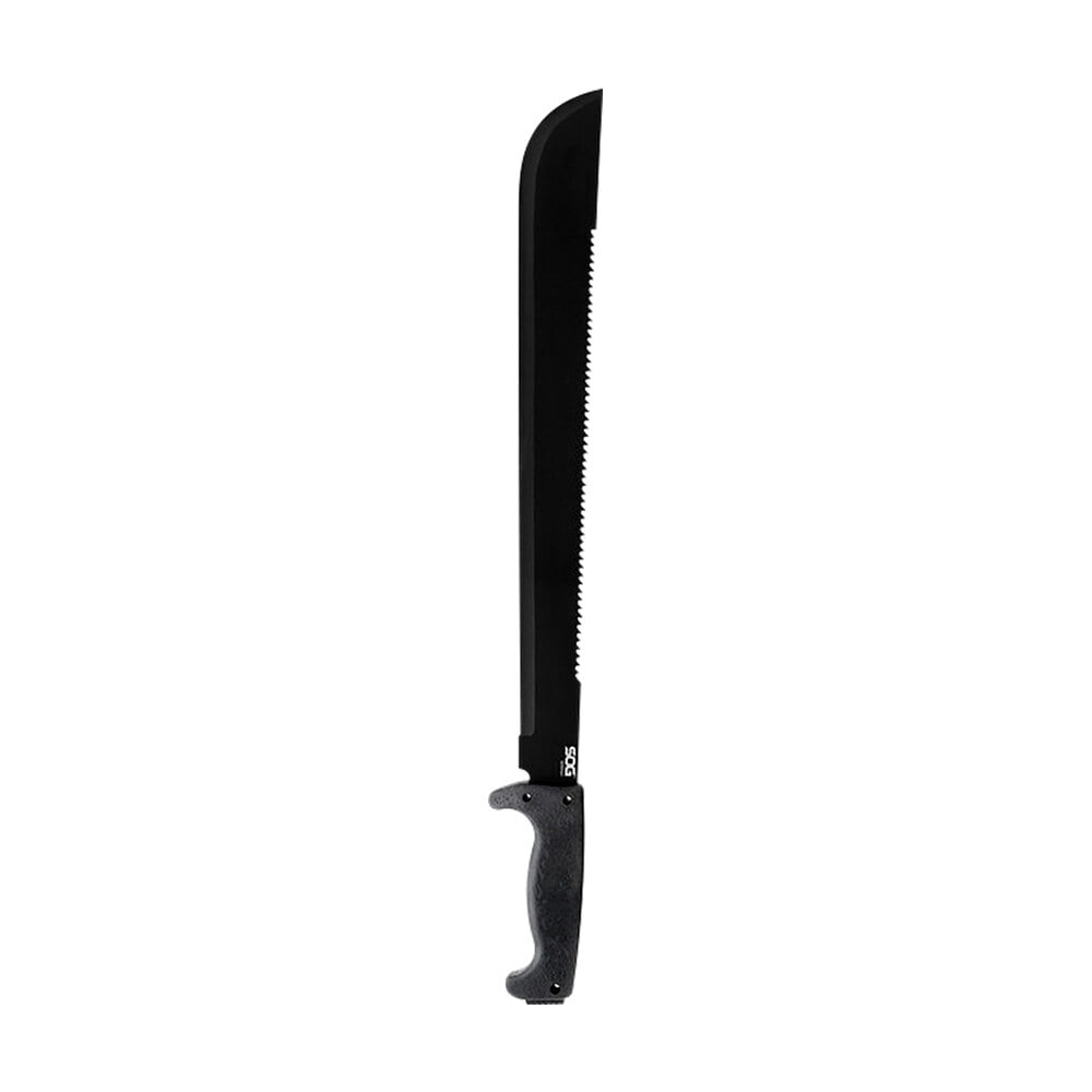 s.o.g sog mc02 n sogfari 18" black powder coated 3cr13mov ss blade black kraton handle 24" long includes sheath S.O.G SOG-MC02-N SOGfari 18" Black Powder Coated 3Cr13MoV SS Blade Black Kraton Handle 24" Long Sports South item 145033