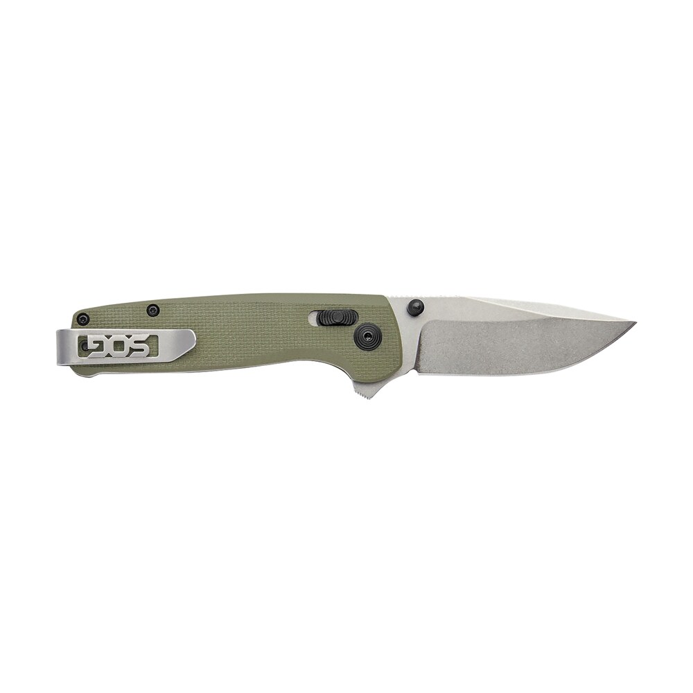 s.o.g sogtm1022cp terminus xr 2.95" folding plain clip point stone washed d2 steel blade/olive drab textured g10 handle S.O.G SOGTM1022CP Terminus XR 2.95" Folding Plain Clip Point Stone Washed D2 Steel Blade/Olive Sports South item 145066