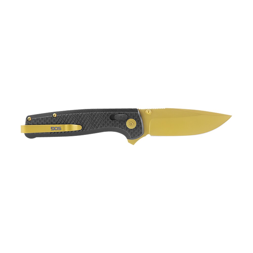 s.o.g sogtm1033bx terminus xr lte 2.95" folding clip point plain gold ticn cryo cpm s35vn steel blade black g10/carbon fiber handle features box packaging includes pocket clip S.O.G SOGTM1033BX Terminus XR LTE 2.95" Folding Clip Point Plain Gold TiCN Cryo CPM S35VN Steel Sports South item 145073
