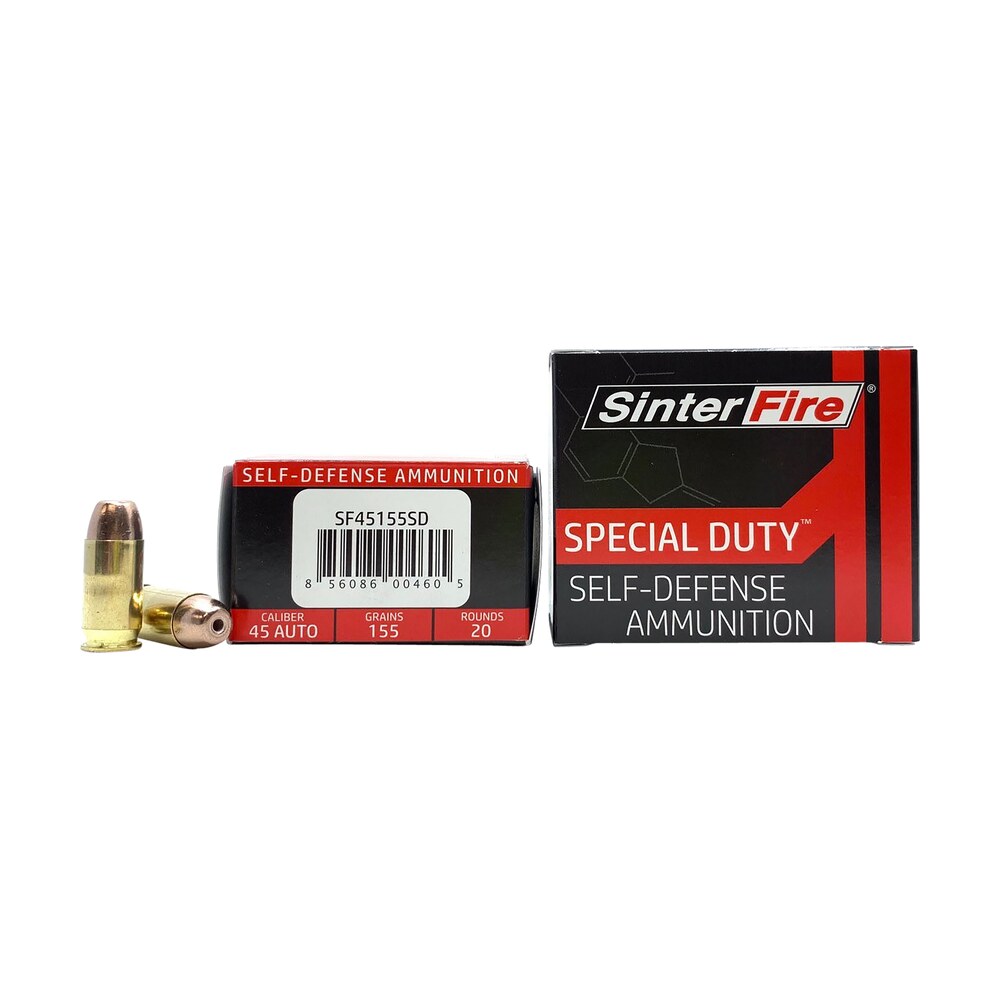 sinterfire inc sf45155sd special duty (sd) 45acp 155gr lead free frangible hollow point 20 per box/10 case SinterFire Inc SF45155SD Special Duty (SD) 45ACP 155gr Lead Free Frangible Hollow Point 20 Per Sports South item 145259