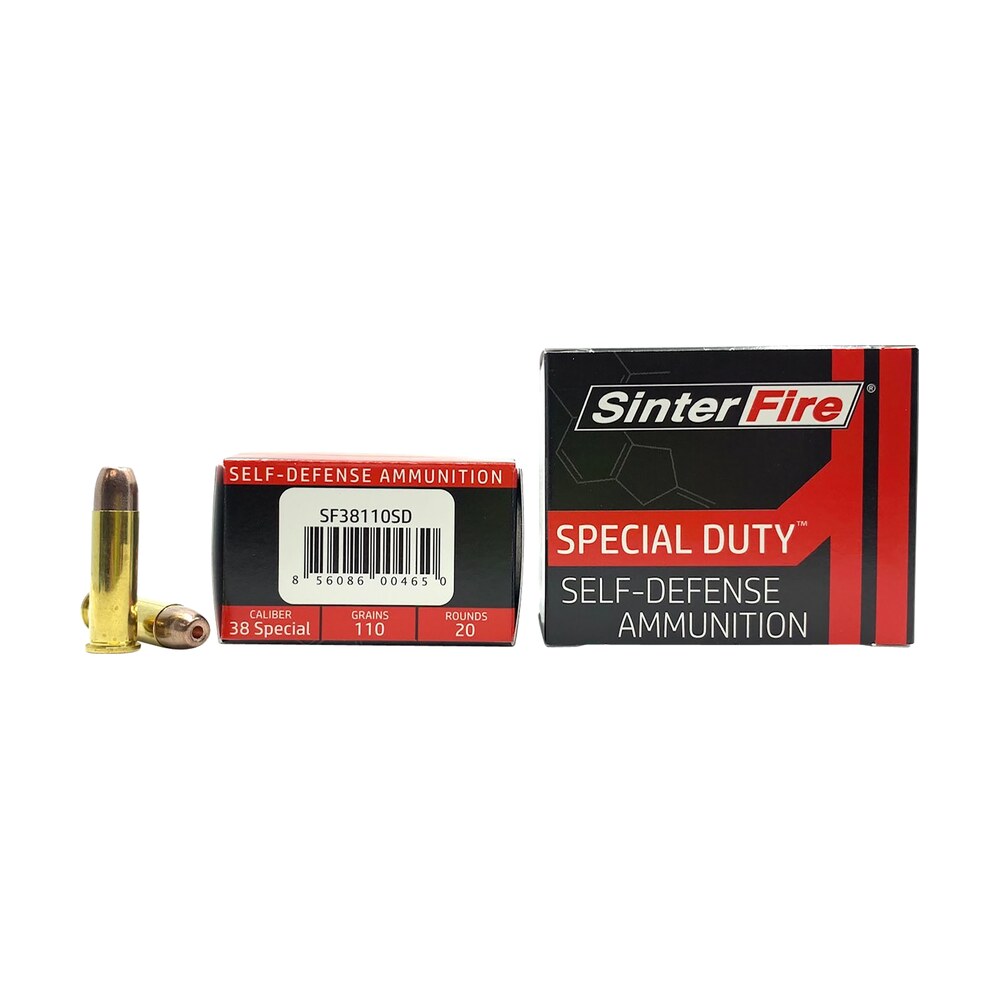 sinterfire inc sf38110sd special duty (sd) 38special 110gr lead free frangible hollow point 20 per box/10 case SinterFire Inc SF38110SD Special Duty (SD) 38Special 110gr Lead Free Frangible Hollow Point 20 Sports South item 145261