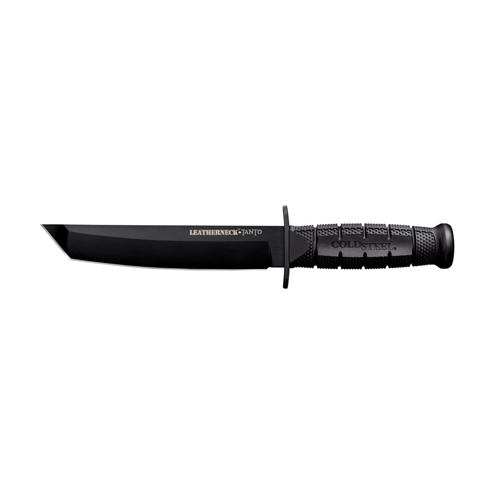 cold steel cs 39lsfct leatherneck 7" fixed plain tanto black matte powder coat german d2 steel blade/black deep checkered w/double quillon guard/ griv ex handle Cold Steel CS-39LSFCT Leatherneck 7" Fixed Plain Tanto Black Matte Powder Coat German D2 Steel Sports South item 145331