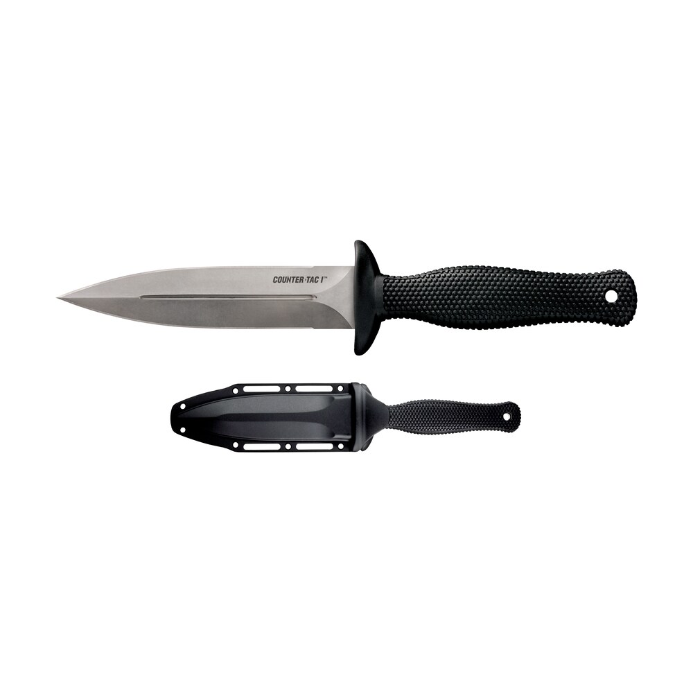 cold steel cs10bctl counter tac i 5" fixed spear point plain stone washed aus 8a ss blade/ black textured kray ex handle includes belt clip/sheath Cold Steel CS10BCTL Counter TAC I 5" Fixed Spear Point Plain Stone Washed AUS-8A SS Blade/ Sports South item 145382