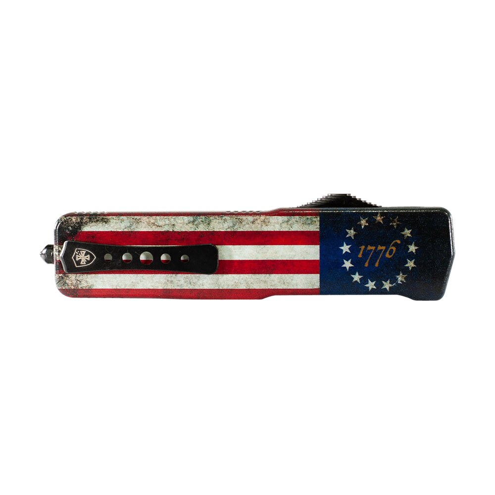templar knife lzbrf321 premium weighted betsy ross flag large 3.55" otf drop point plain black oxide stonewashed d2 steel blade, 5.25" betsy ross flag aluminum zinc alloy handle Templar Knife LZBRF321 Premium Weighted Betsy Ross Flag Large 3.55" OTF Drop Point Plain Black Sports South item 145751