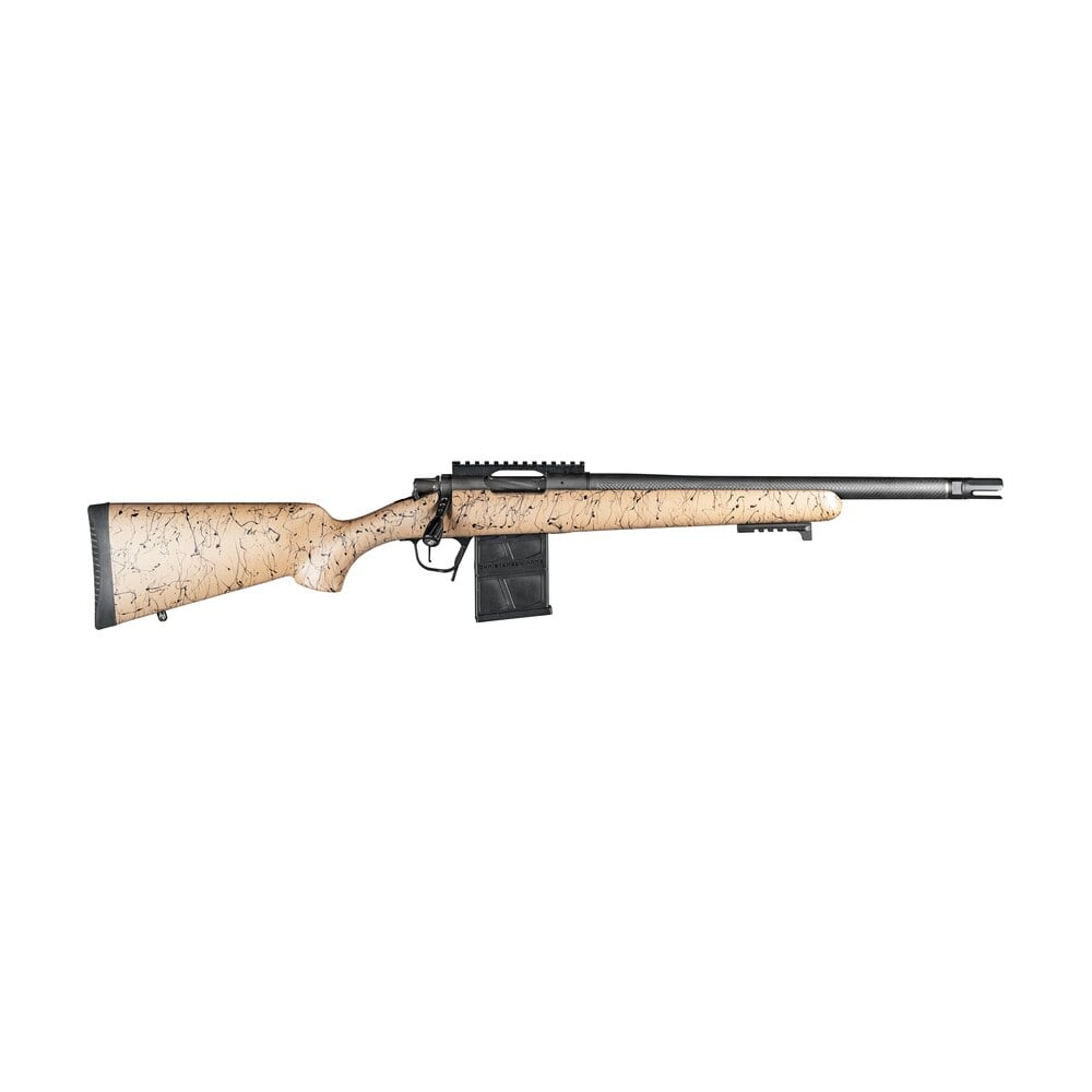 christensen arms 8010612200 ridgeline scout full size 223 rem 4+1, 16" black nitride steel threaded barrel, black nitride aluminum receiver, tan w/black webbing fixed sporter stock Christensen Arms 8010612200 Ridgeline Scout Full Size 223 Rem 4+1, 16" Black Nitride Steel Sports South item 146048