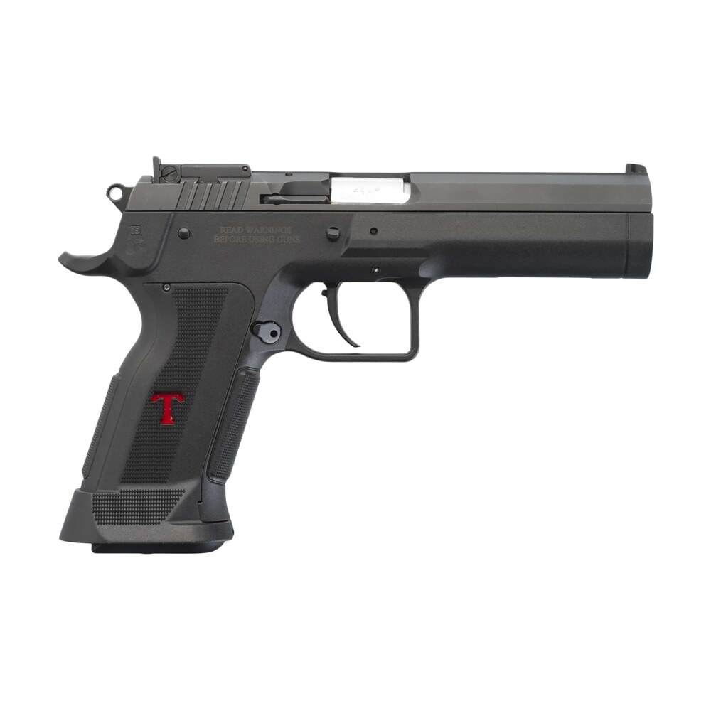 tanfoglio ifg tfstock3p9 stock iii full size 9mm luger 16+1, 4.44" black polygonal rifled barrel, black serrated slide, black polymer frame w/beavertail, black polymer grip Tanfoglio IFG TFSTOCK3P9 Stock III Full Size 9mm Luger 16+1, 4.44" Black Polygonal Rifled Sports South item 146344