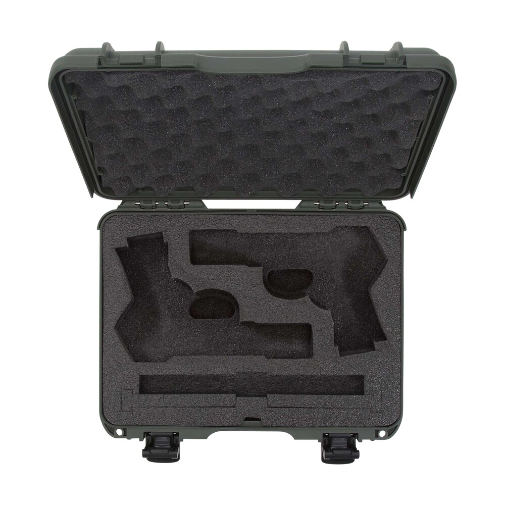 nanuk 910clasg6 910 classic 2 up pistol case olive polymer w/ latches & closed cell foam padding 13.20" l x 9.20" w x 4.10 " h interior dimensions Nanuk 910CLASG6 910 Classic 2 Up Pistol Case Olive Polymer Sports South item 146619