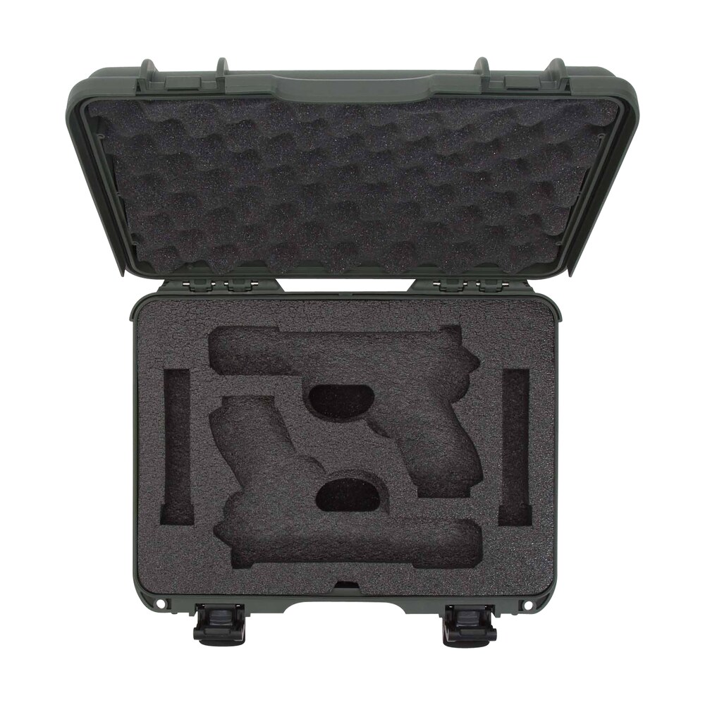nanuk 910glock6 910 glock compatible 2 up pistol case olive polymer w/ latches closed cell foam padding & airline approved 13.20" l x 9.20" w x 4.10" h interior dimensions Nanuk 910GLOCK6 910 Glock Compatible 2 Up Pistol Case Olive Polymer Sports South item 146620