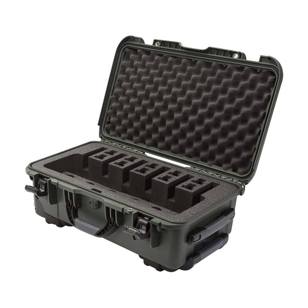 nanuk 9356up6 935 6 up pistol case olive polymer w/ closed cell foam padding 22" l x 14" w x 9" h interior dimensions Nanuk 9356UP6 935 6 Up Pistol Case Olive Polymer Sports South item 146625