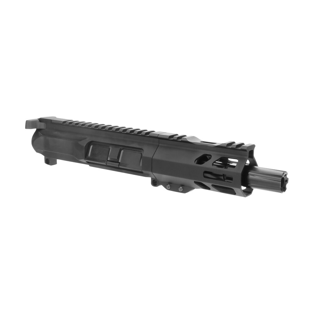 tacfire bu9mm4 pistol upper assembly 9mm luger 4" black nitride barrel 7075 t6 aluminum black anodized receiver m lok handguard for ar platform TacFire BU9MM4 Pistol Upper Assembly 9mm Luger 4" Black Nitride Barrel 7075-T6 Aluminum Black Sports South item 146737