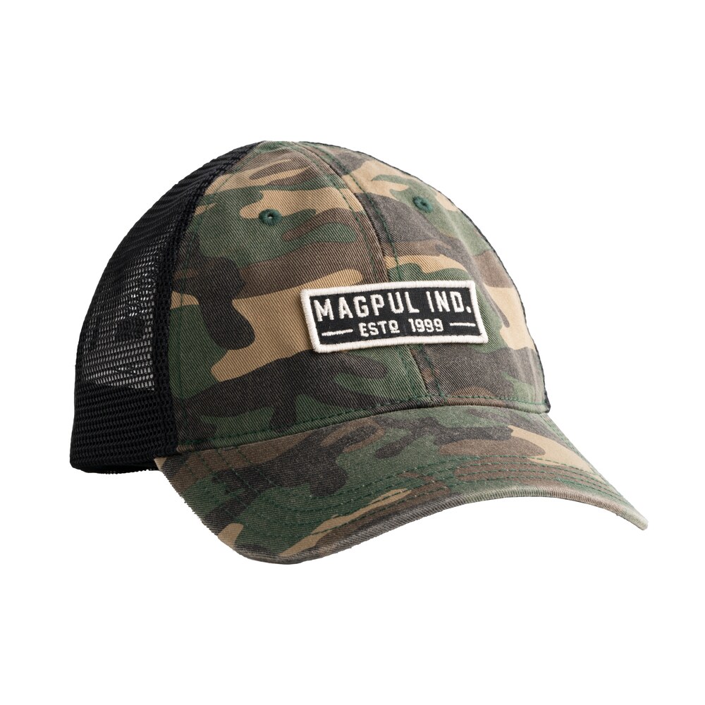 magpul mag1260 964 established garment trucker hat woodland camo adjustable snapback osfa embroidered patch Magpul MAG1260-964 Established Garment Trucker Hat Woodland Camo Adjustable Snapback OSFA Sports South item 147114