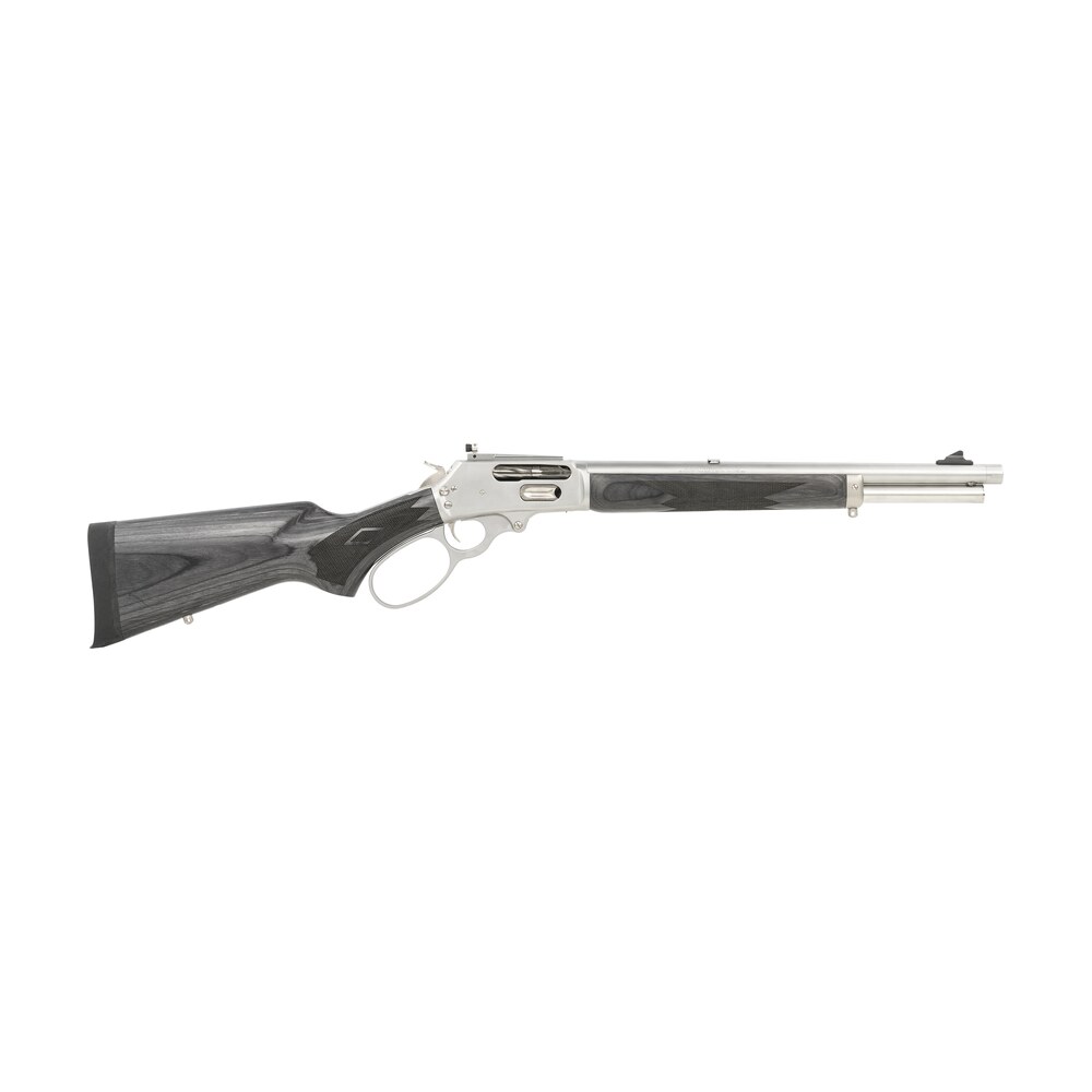 marlin 70450 1895 trapper full size 45 70 gov 5+1 16.10" polished stainless steel threaded barrel, polished stainless stainless steel receiver, fixed black laminate stock Marlin 70450 1895 Trapper Full Size 45-70 Gov 5+1 16.10" Polished Stainless Steel Threaded Sports South item 147130
