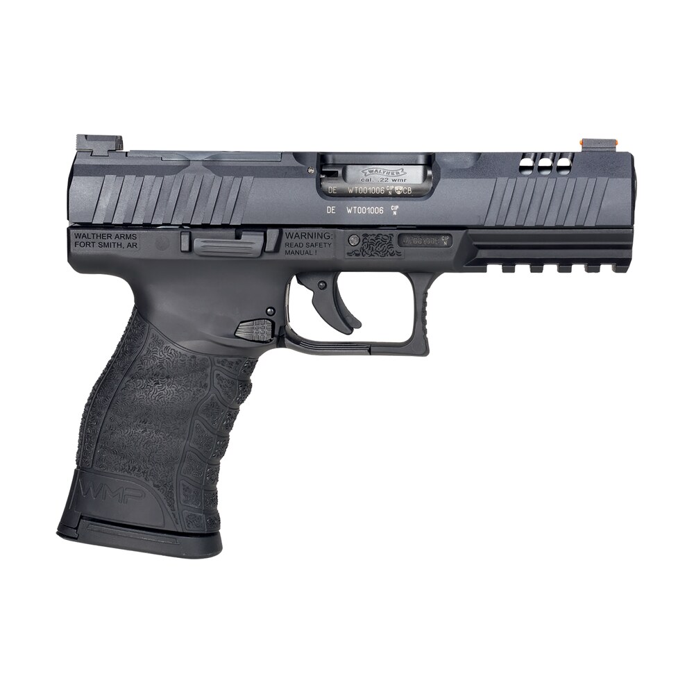 walther arms 5220300 wmp optic ready 22 wmr 15+1 4.50" stainless steel barrel, black optic ready/serrated slide, black polymer frame w/picatinny rail, black polymer grip, ambidextrous Walther Arms 5220300 WMP Optic Ready 22 WMR 15+1 4.50" Stainless Steel Sports South item 147245