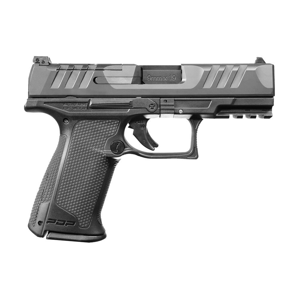 walther arms 2871831 pdp f series 9mm luger 10+1 4" black steel barrel, black optic ready/serrated slide, black polymer frame w/picatinny rail, black performance duty texture grips, ambidextrous Walther Arms 2871831 PDP F-Series 9mm Luger 10+1 4" Black Steel Sports South item 147341