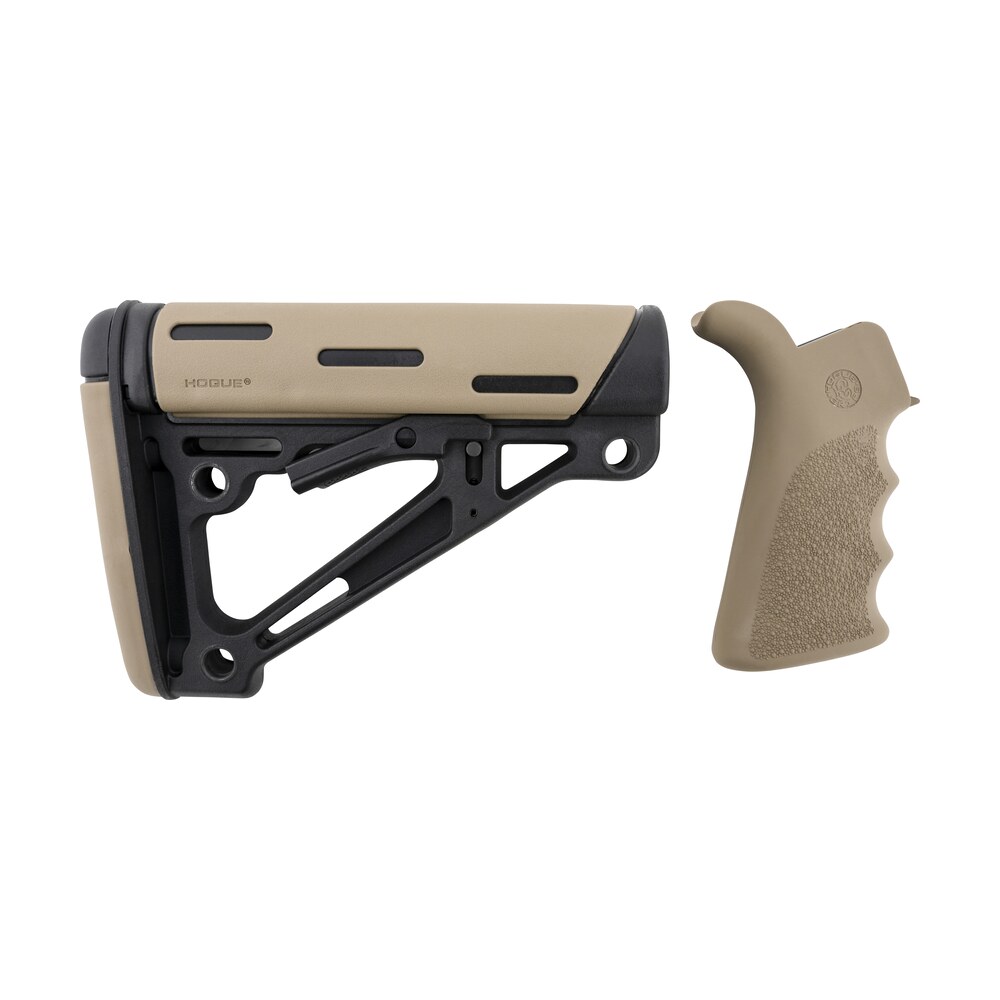 hogue 15356 overmolded collapsible buttstock black synthetic flat dark earth overmolded rubber & flat dark earth rubber finger grooved grip for ar 15, m16 with mil spec buffer tube (tube not included) Hogue 15356 OverMolded Collapsible Buttstock Black Synthetic Flat Dark Earth OverMolded Rubber Sports South item 147468