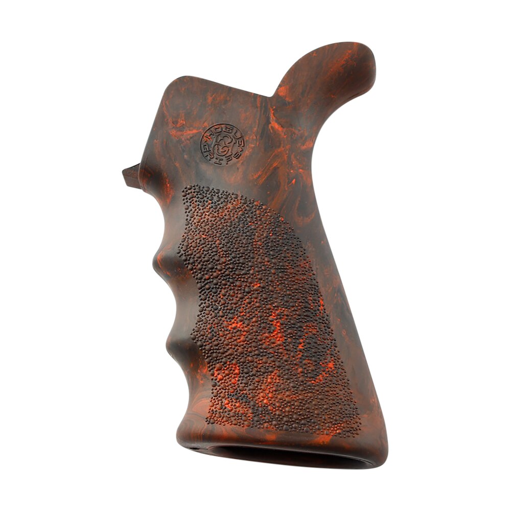 hogue 15421 overmolded beavertail made of rubber with red lava finish, cobblestone texture & finger grooves for ar 15, m16 Hogue 15421 OverMolded Beavertail made of Rubber Sports South item 147469