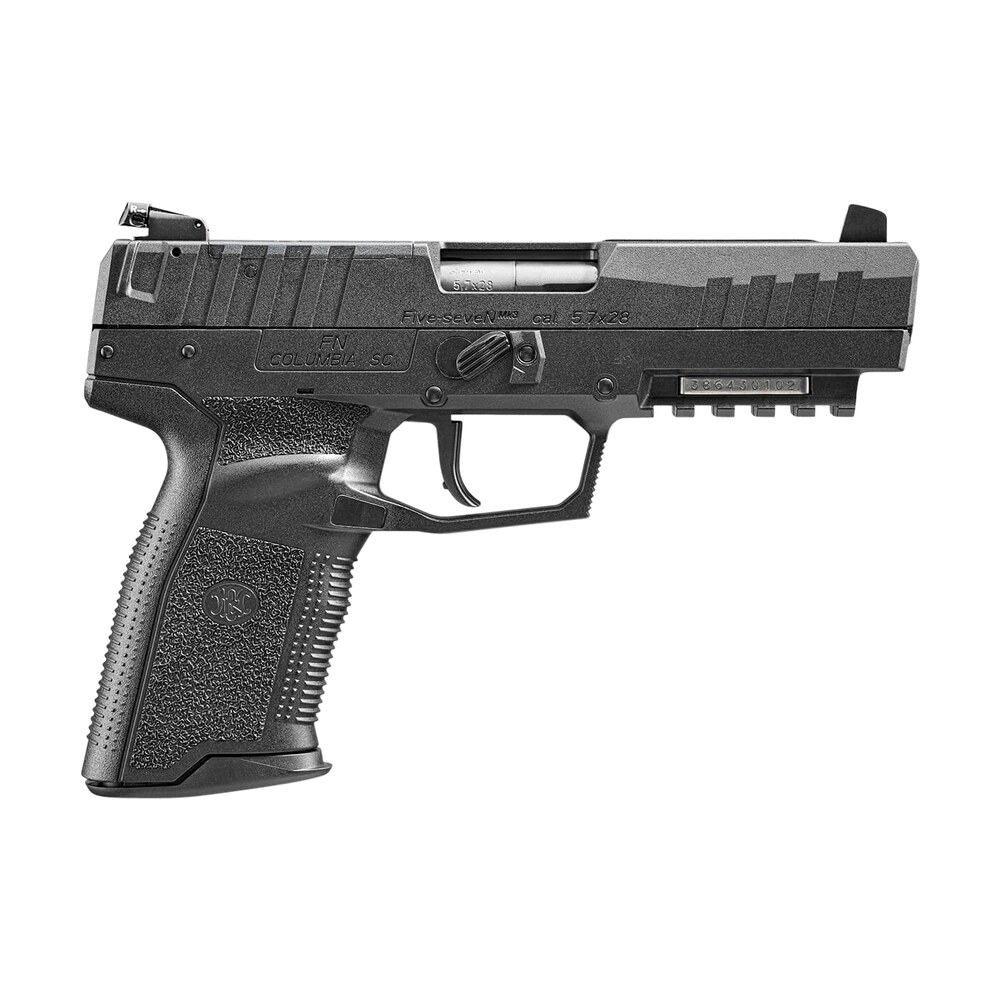 fn 66101274 five seven mrd 5.7x28mm 20+1 4.80" black steel barrel, black optic ready/serrated steel slide & polymer frame w/picatinny rail, black textured polymer grip, ambidextrous FN 66101274 Five-seveN MRD 5.7x28mm 20+1 4.80" Black Steel Sports South item 147536