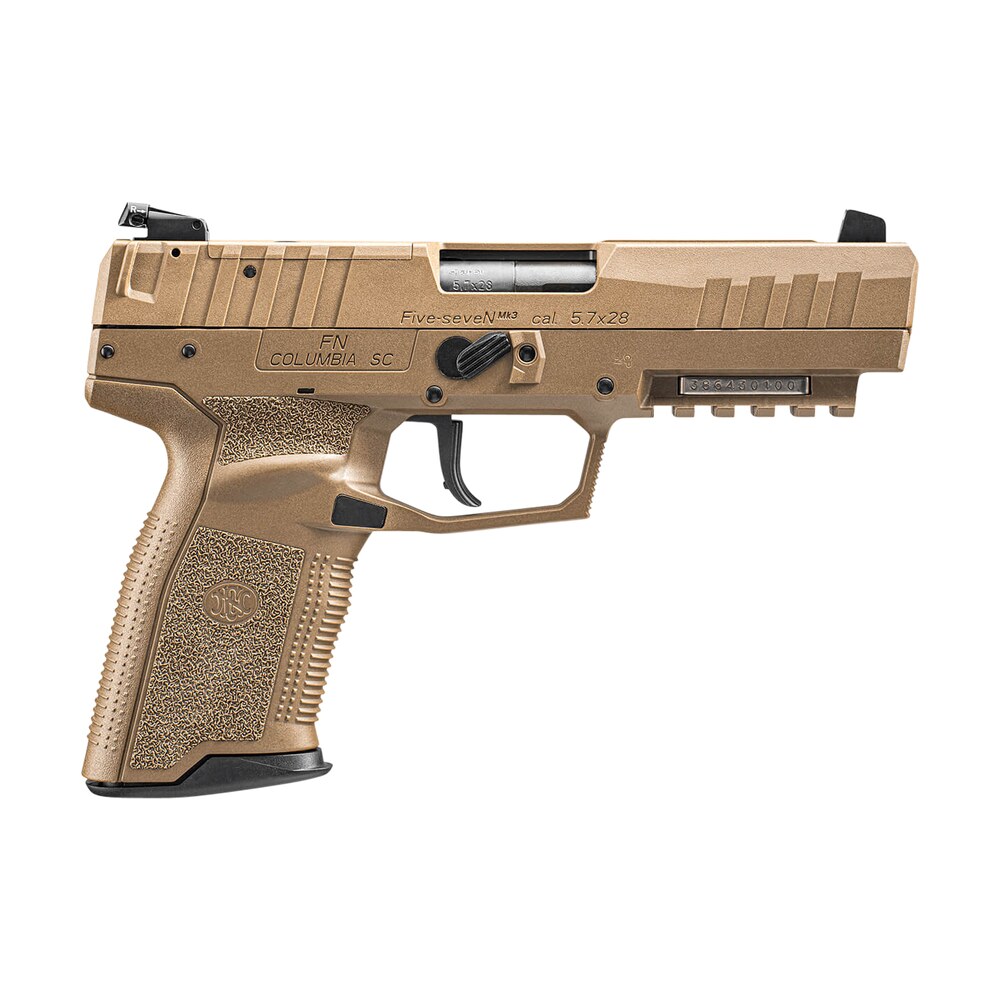 fn 66101275 five seven mrd 5.7x28mm 4.80" barrel 20+1, flat dark earth polymer frame with mounting rail & serrated trigger guard, optic cut fde steel slide, no manual safety, optics ready FN 66101275 Five-seveN MRD 5.7x28mm 4.80" Barrel 20+1, Flat Dark Earth Polymer Frame Sports South item 147538