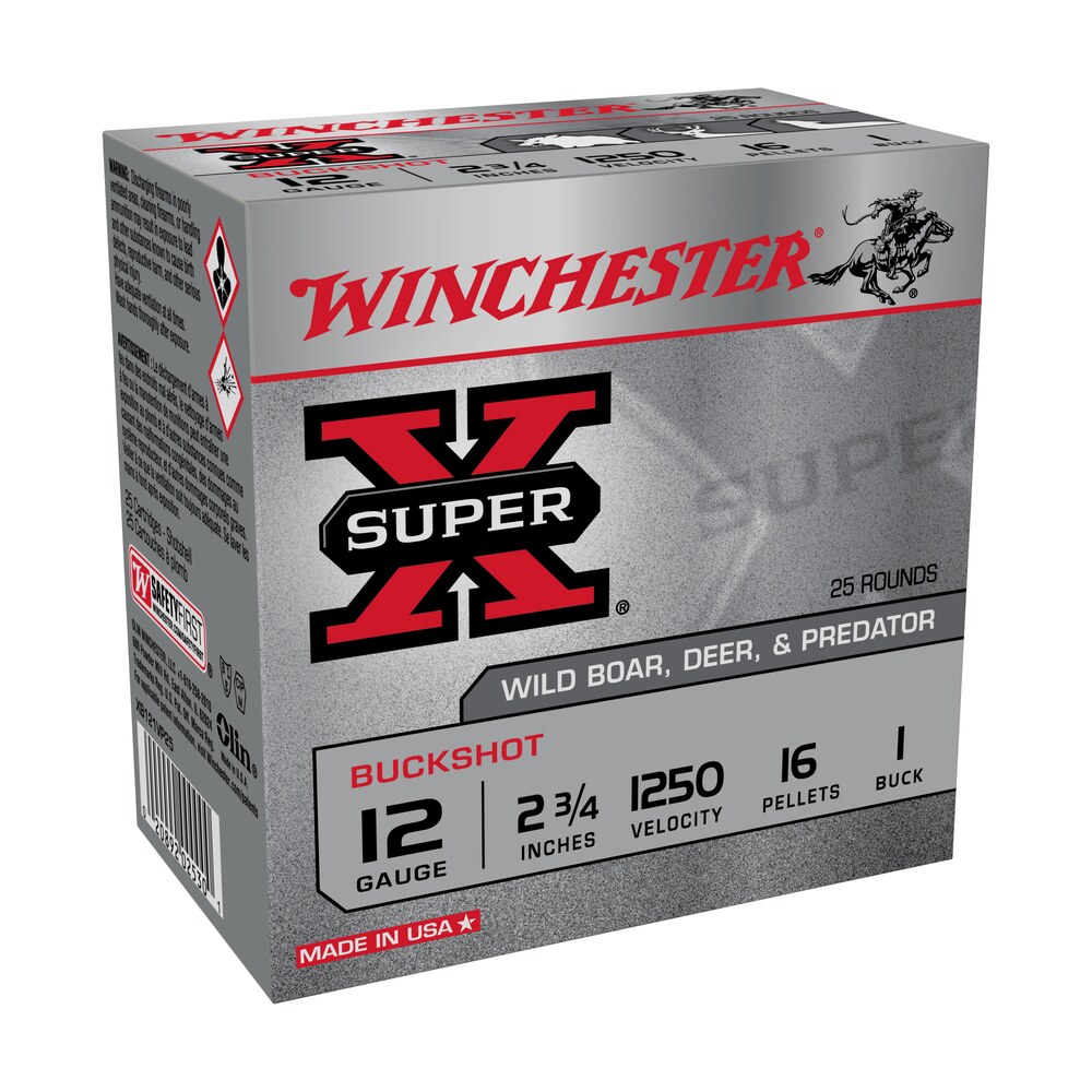 winchester ammo xb121vp25 super x 12gauge 2.75" 16pellets 1buck shot 25 per box/10 case *value pack Winchester Ammo XB121VP25 Super X 12Gauge 2.75" 16Pellets 1Buck Shot 25 Per Box/10 Case *Value Sports South item 147599