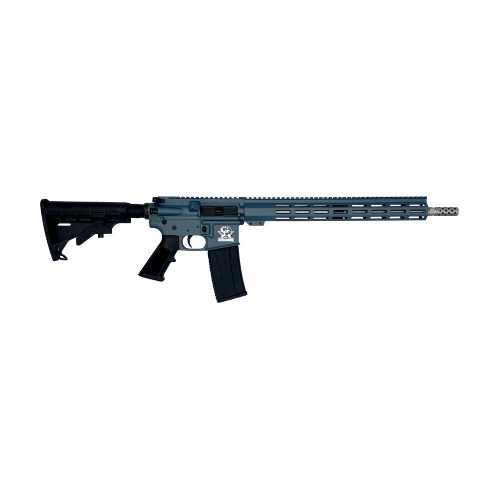 great lakes firearms gl15223ssblu ar 15 223 wylde 30+1 16" stainless barrel, blue titanium cerakote receiver, full picatinny rail, black collapsible stock, polymer grip Great Lakes Firearms GL15223SSBLU AR-15 223 Wylde 30+1 16" Stainless Sports South item 148344
