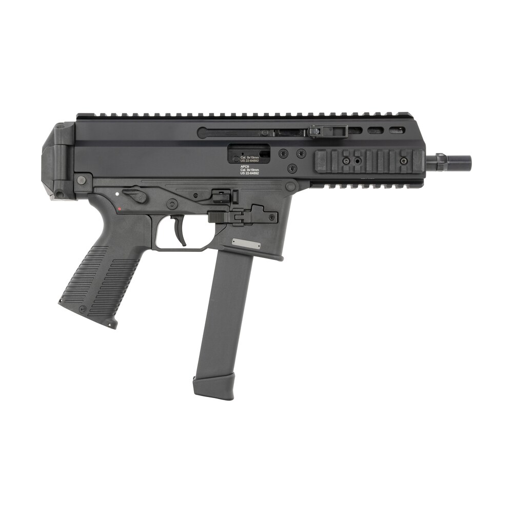 b&t firearms 36039g apc pro 9mm luger 33+1 6.80" black steel barrel, m lok handguards, black hard coat anodized aluminum picatinny rail receiver, black polymer grips, ambidextrous B&T Firearms 36039G APC Pro 9mm Luger 33+1 6.80" Black Steel Sports South item 148927