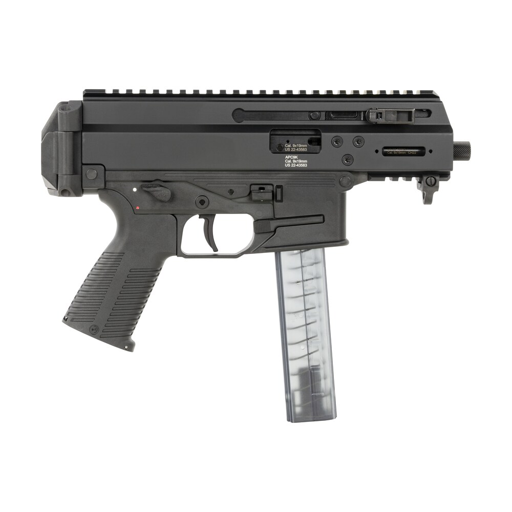 b&t firearms 36045 apc 9k pro 9mm luger 30+1 4.30" black threaded barrel, black aluminum/polymer frame, picatinny rail, black polymer grip, m lok slots, ambidextrous B&T Firearms 36045 APC 9K Pro 9mm Luger 30+1 4.30" Black Threaded Sports South item 148934