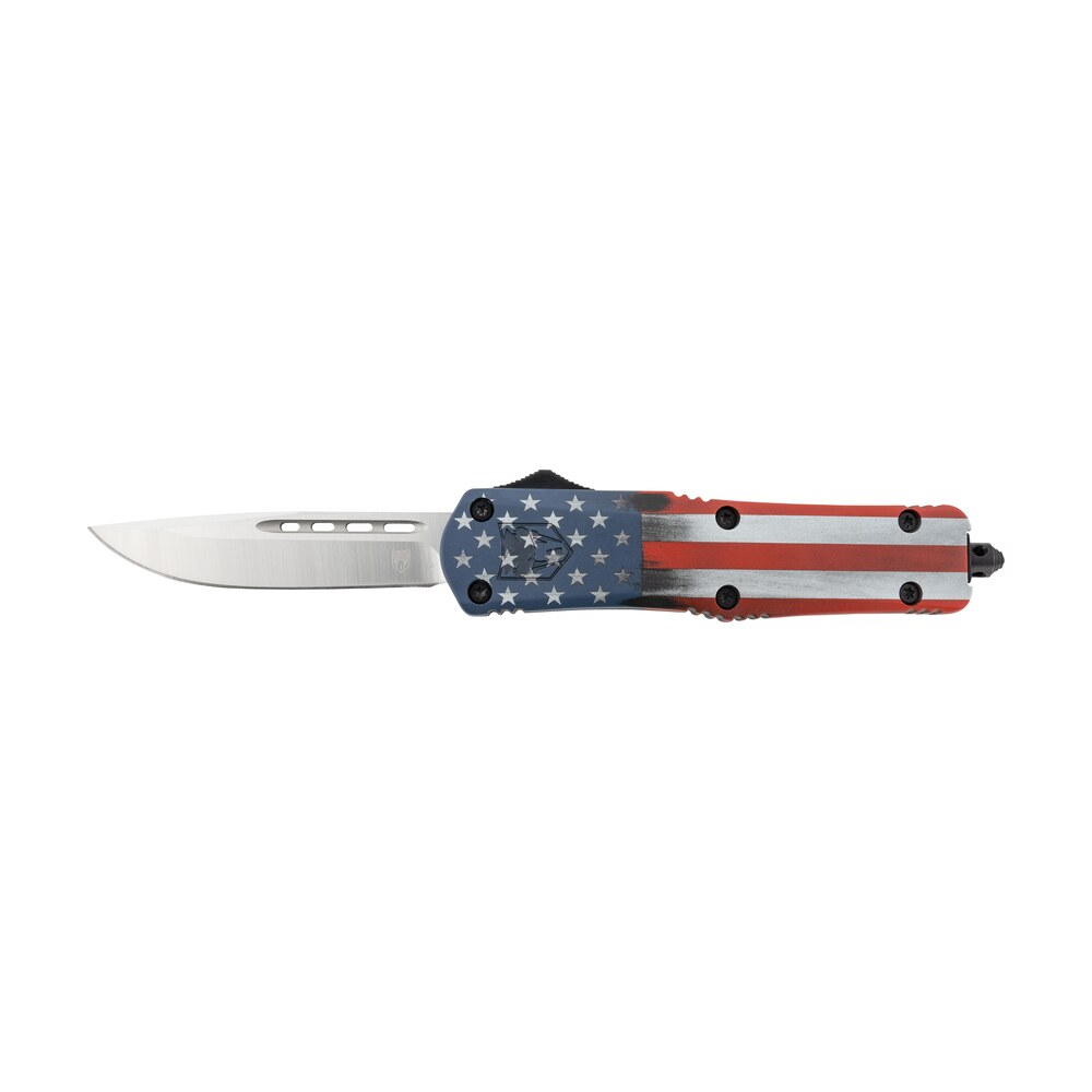 cobratec knives mcusafs3dns fs 3 american flag medium 3" otf drop point plain satin d2 steel blade, 5" us flag aluminum cerakoted handle CobraTec Knives MCUSAFS3DNS FS-3 American Flag Medium 3" OTF Drop Point Plain Satin D2 Steel Sports South item 149065