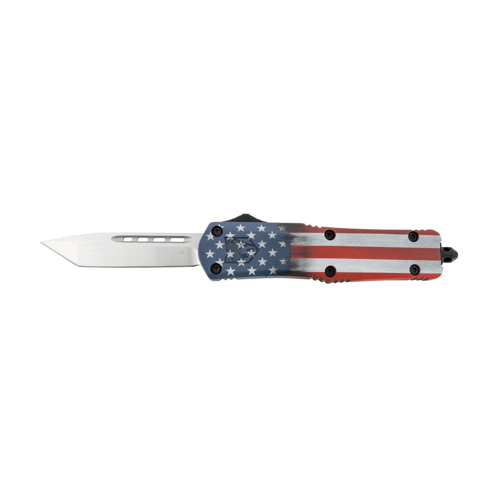 cobratec knives mcusafs3tns fs 3 american flag medium 3" otf tanto plain satin d2 steel blade, 5" us flag aluminum cerakoted handle CobraTec Knives MCUSAFS3TNS FS-3 American Flag Medium 3" OTF Tanto Plain Satin D2 Steel Blade, Sports South item 149066
