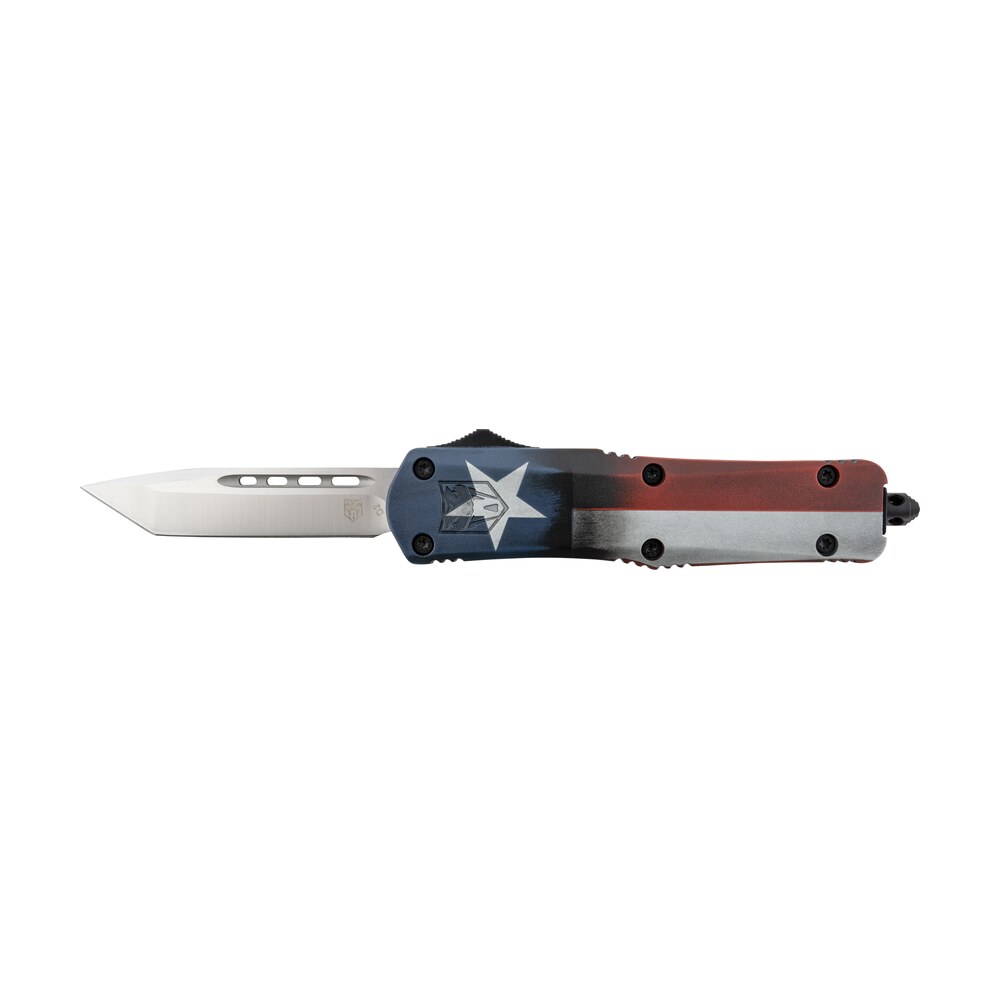 cobratec knives mctxfs3tns fs 3 texas flag medium 3" otf tanto plain satin d2 steel blade, 5" texas flag aluminum cerakoted handle CobraTec Knives MCTXFS3TNS FS-3 Texas Flag Medium 3" OTF Tanto Plain Satin D2 Steel Blade, 5" Sports South item 149069