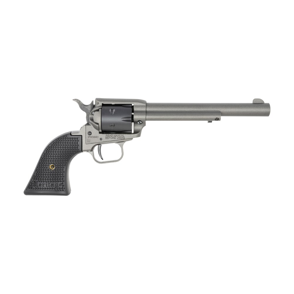 heritage mfg rr22c6 rough rider 22 lr 6 shot. 6.50" tungsten gray cerakote steel barrel & frame, black satin cylinder, black star polymer grip, hammer/thumb safety, exposed hammer Heritage Mfg RR22C6 Rough Rider 22 LR 6 Shot. 6.50" Tungsten Gray Cerakote Steel Barrel & Sports South item 149099