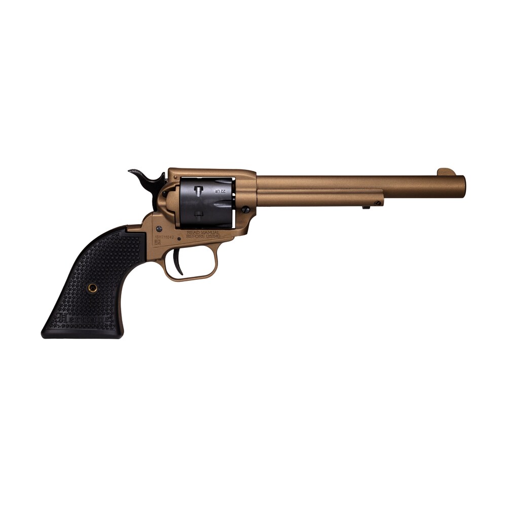 heritage mfg srr22a6 rough rider 22 lr 6 shot, 6.50" burnt bronze cerakote steel barrel & frame, black satin cylinder, black polymer grip, hammer/thumb safety, exposed hammer Heritage Mfg SRR22A6 Rough Rider 22 LR 6 Shot, 6.50" Burnt Bronze Cerakote Steel Barrel & Sports South item 149107