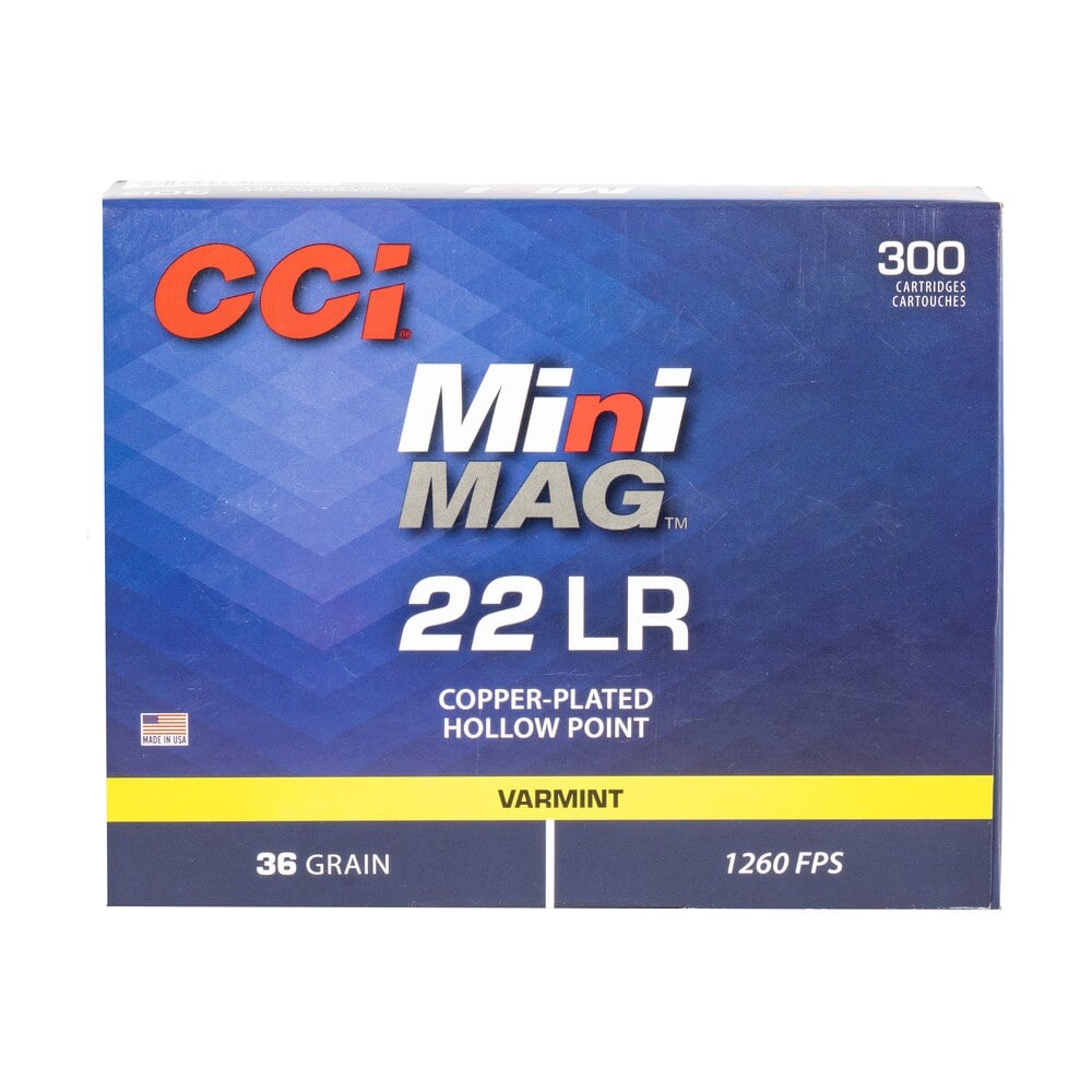 cci 962 mini mag varmint 22lr 36gr jacketed hollow point 300 per box/10 case CCI 962 Mini-Mag Varmint 22LR 36gr Jacketed Hollow Point 300 Per Box/10 Case Sports South item 149305