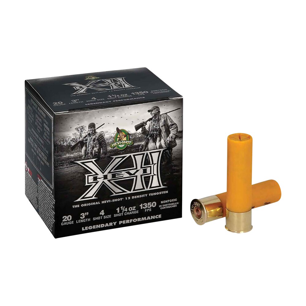 hevi shot hs53204 hevi xii 20gauge 3" 1 1/4oz tungsten 4shot 25 per box/10 case HEVI-Shot HS53204 HEVI-XII 20Gauge 3" 1 1/4oz Tungsten 4Shot 25 Per Box/10 Case Sports South item 149328