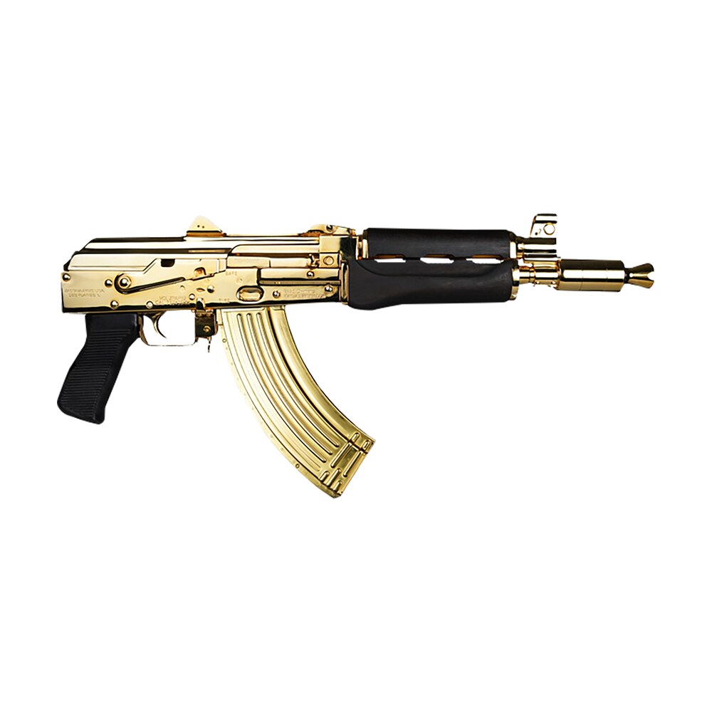 zastava arms usa zp92762mgl zpap 92 7.62x39mm 30+1 10" 24k gold plated/cold hammer forged, chrome lined barrel, steel 24k gold plated receiver, dark walnut grips Zastava Arms Usa ZP92762MGL ZPAP 92 7.62x39mm 30+1 10" 24K Gold Plated/Cold Hammer Forged, Sports South item 149513