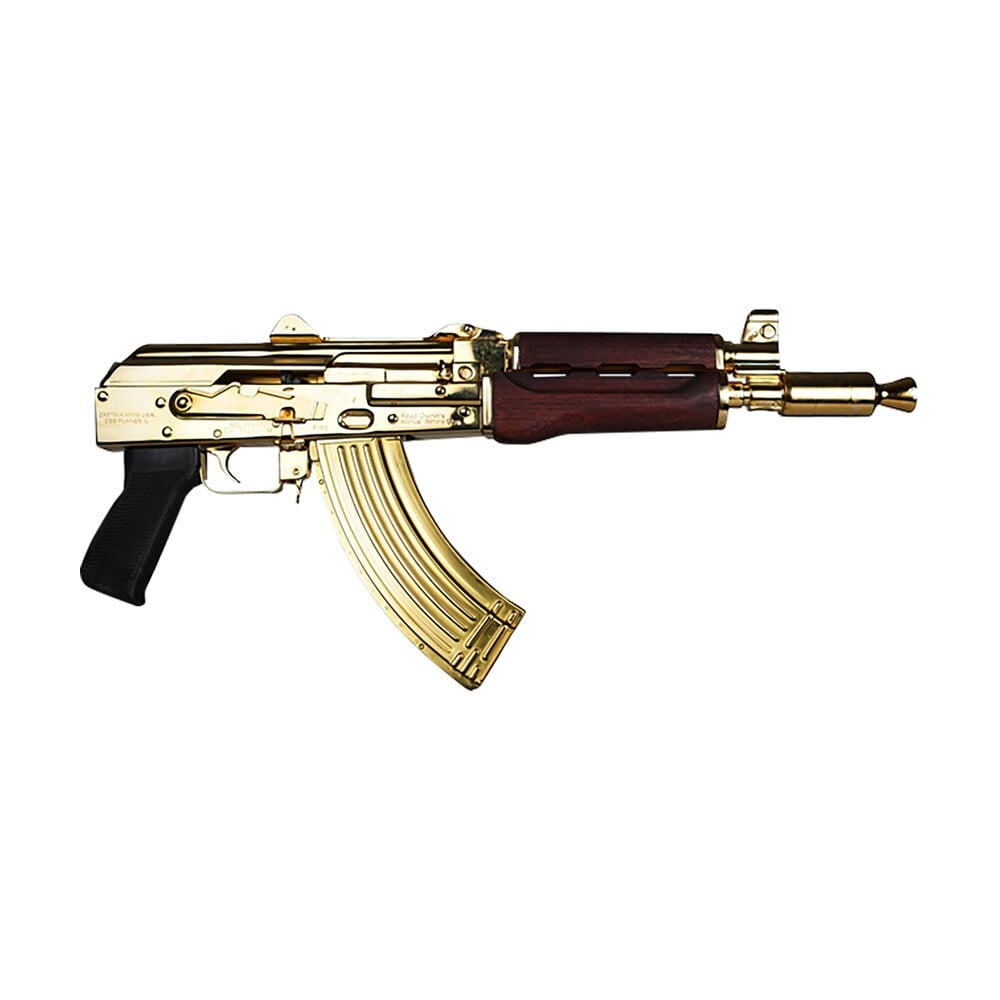 zastava arms usa zp92762srgl zpap 92 7.62x39mm 30+1 10" 24k gold plated/ cold hammerforged/ chrome lined barrel, steel 24k gold plated receiver, serbian red wood grips Zastava Arms Usa ZP92762SRGL ZPAP 92 7.62x39mm 30+1 10" 24K Gold Plated/ Cold HammerForged/ Sports South item 149514