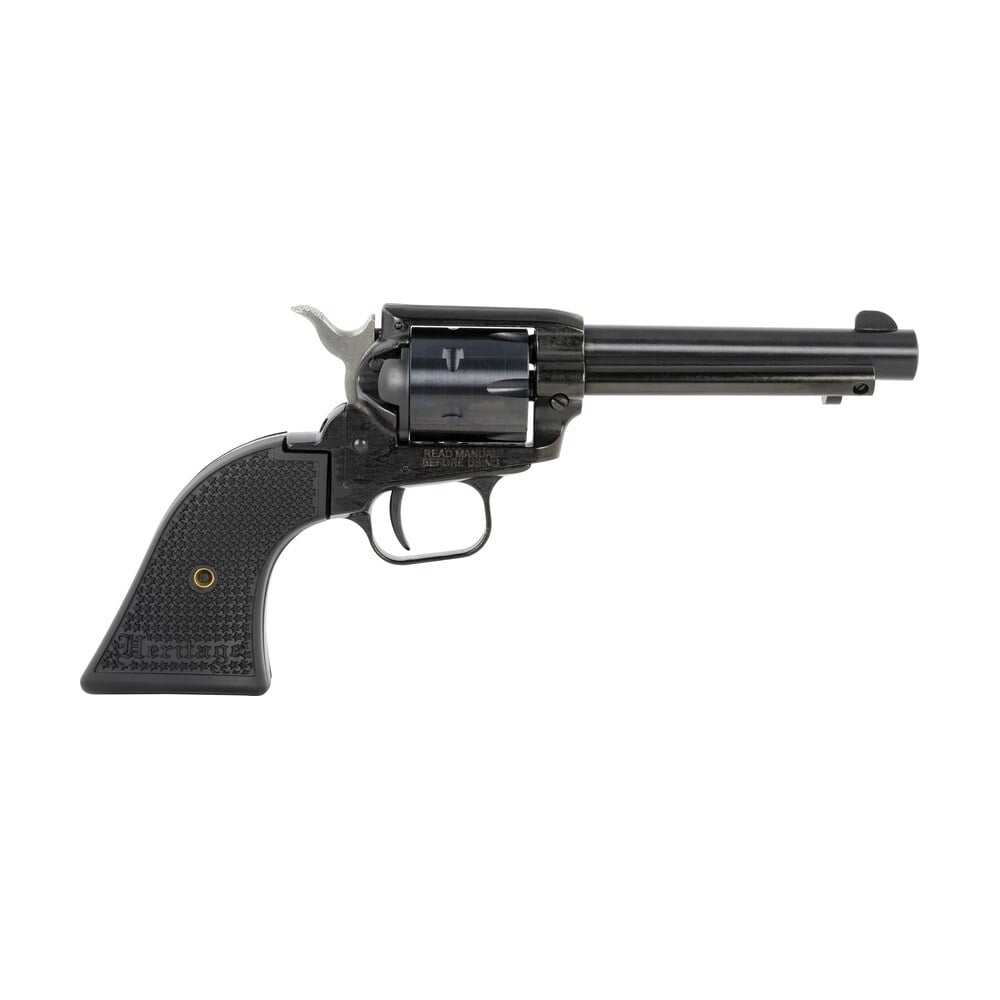 heritage mfg rr22b4pg rough rider 22 lr 6 shot, 4.75" black steel barrel, black cerakote zinc alloy frame, black cerakote cylinder, black polymer grip, hammer/thumb safety, exposed hammer Heritage Mfg RR22B4PG Rough Rider 22 LR 6 Shot, 4.75" Black Steel Sports South item 149655