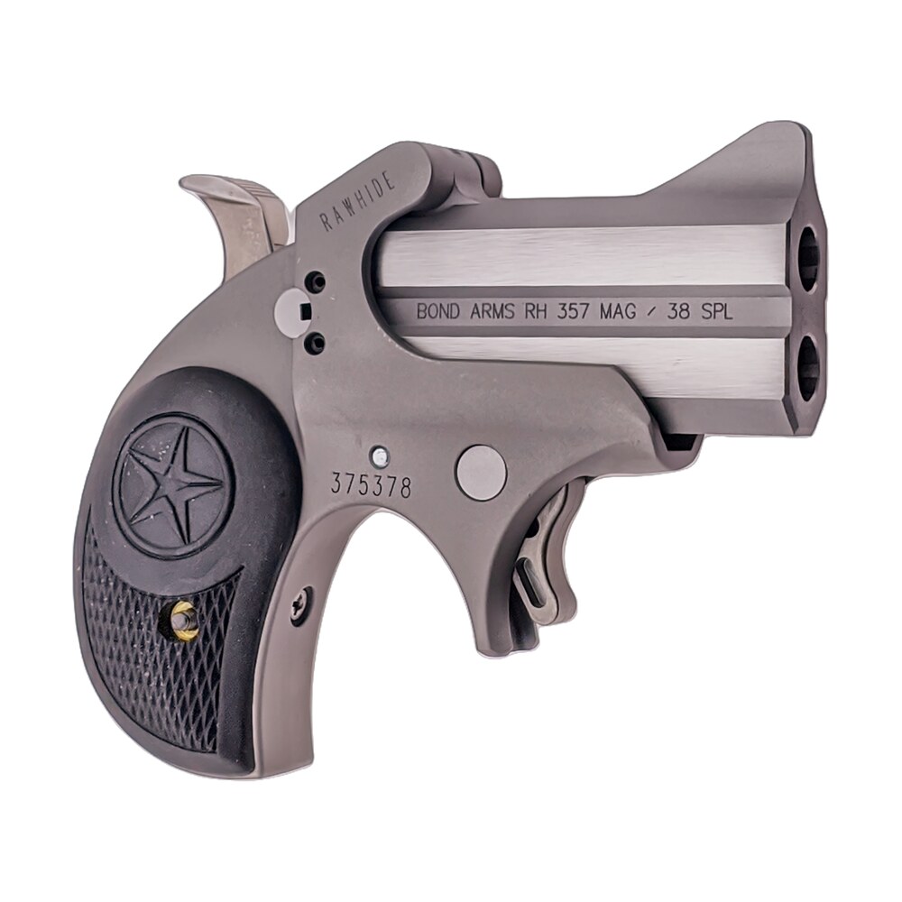 bond arms barhr rawhide rough series 38 special/357 mag 2 shot 2.50" rough matte stainless steel barrel rough matte stainless steel frame black rubber grips Bond Arms BARHR Rawhide Rough Series 38 Special/357 Mag 2 Shot 2.50" Rough Matte Stainless Sports South item 149769