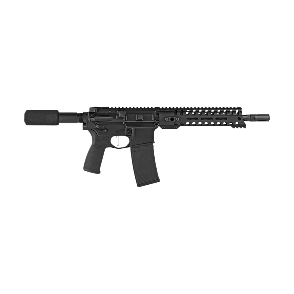 patriot ordnance factory 01801 minuteman direct impingement 5.56x45mm nato 30+1 10.50", black, buffer tube stock, textured polymer grip, 3 prong flash hider Patriot Ordnance Factory 01801 Minuteman Direct Impingement 5.56x45mm NATO 30+1 10.50", Black, Sports South item 149784