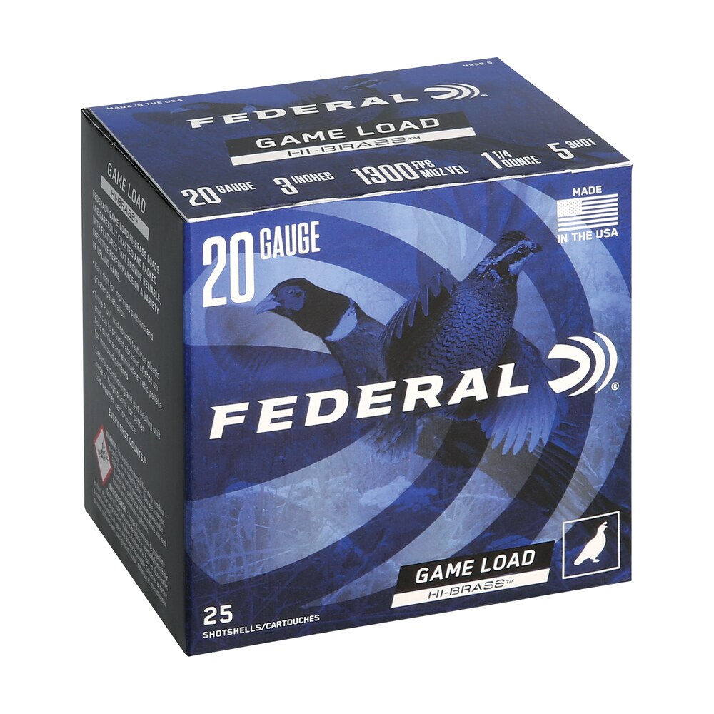 federal h2585 game shok high brass 20gauge 3" 1 1/4oz 5shot 25 per box/10 case Federal H2585 Game-Shok High Brass 20Gauge 3" 1 1/4oz 5Shot 25 Per Box/10 Case Sports South item 149814